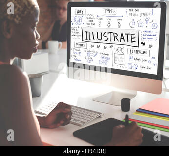 Schizzi di Visual Design Notes Handwriting idee concetto Foto Stock