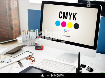 Colore CMYK per la stampa con inchiostro a colori il concetto di modello Foto Stock