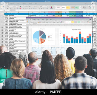 Documento del foglio di calcolo finanziario Concetto di report Foto Stock