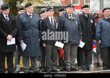 Marina Mercantile Service Newport Wales UK sabato 19 novembre 2016 la Marina Mercantile Associazione città di Newport del servizio della filiale di ricordo presso il commerciante marinaio's Memorial a Mariners Green Newport. Credito: Steven Phillips/Alamy Live News Foto Stock