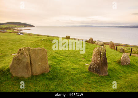 Auchagallon cairn, sepoltura antica cairn / stone circle, Isle of Arran, North Ayrshire, in Scozia Foto Stock