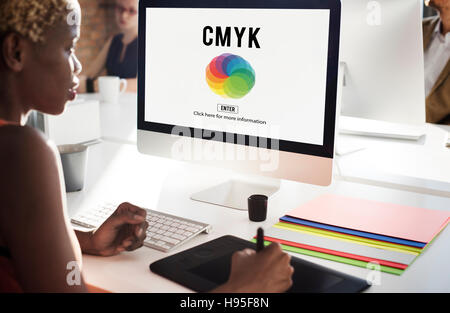 Il colore CMYK Emblema Concetto di simbolo Foto Stock