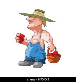 Colorata illustrazione vettoriale di un cartoon agricoltore o redneck Illustrazione Vettoriale