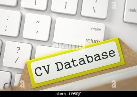 Il file della scheda con iscrizione CV database. 3D. Foto Stock