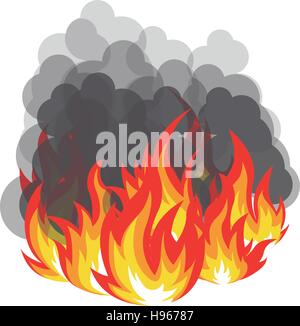 Abstract isolato in rosso e arancione fiamma di colore logo su sfondo bianco. Campfire logotipo. Incendio di foresta e la relativa icona. Il cibo piccante emblema. Simbolo di pericolo. Energia calda segno. Vettore illustrazione di calore. Illustrazione Vettoriale
