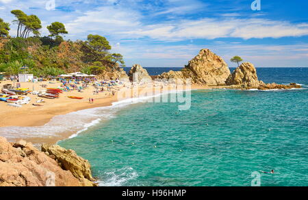 Platja de la Mar Menuda, Tossa de Mar, Costa Brava Beach, Catalogna, Spagna Foto Stock