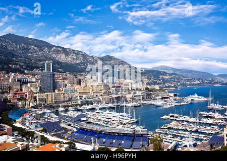 Vista del porto di Ercole, La Condamine, Monte Carlo, Monaco, Europa Foto Stock
