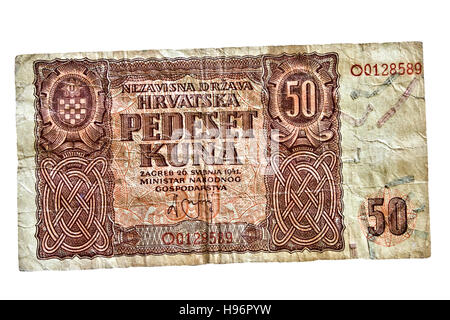 50 kuna croata banconota da l'anno 1941 Foto Stock