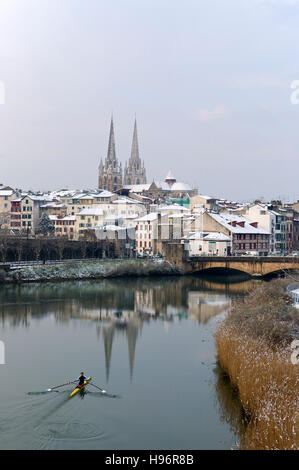 Bayonne sotto la neve, Paese Basco, Francia Foto Stock