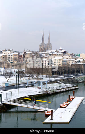 Bayonne sotto la neve, Paese Basco, Francia Foto Stock