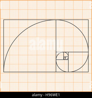 Un foglio di carta millimetrata con rapporto aureo Foto Stock