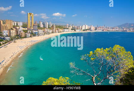 Spain - aerial landscape view of Benidorm city Foto Stock