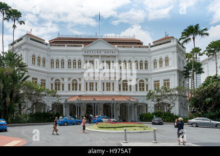 Ingresso principale, Raffles Hotel Singapore, Beach Road, Civic District, Central Area, Singapore Foto Stock