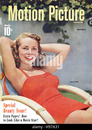 Coperchio dell'ottobre 1950 Rilascio di Motion Picture magazine con l'attrice Janet Leigh Foto Stock