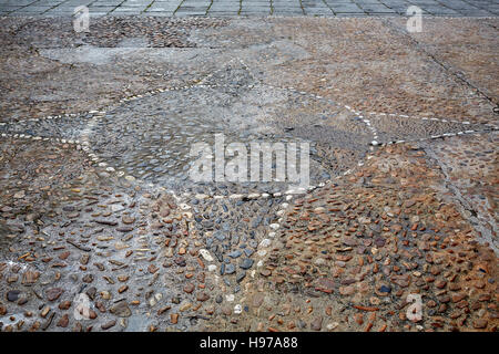 Salamanca in Spagna pietre dettaglio pavimentazione lungo via de la Plata Cammino di Santiago Foto Stock