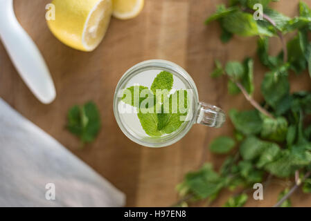 Home fatto limonata con la menta in mason jar Foto Stock