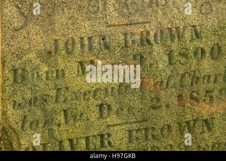 John Brown pietra tombale, John Brown Farm sito storico dello Stato, Adirondack Forest Preserve, New York Foto Stock