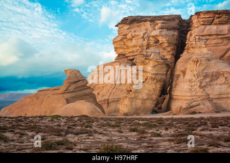 Vista in spiaggia a Ras Al Jinz in Oman Foto Stock