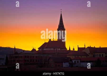 Marija Bistrica marianic santuario chiesa vista serale, Zagorje, Croazia Foto Stock