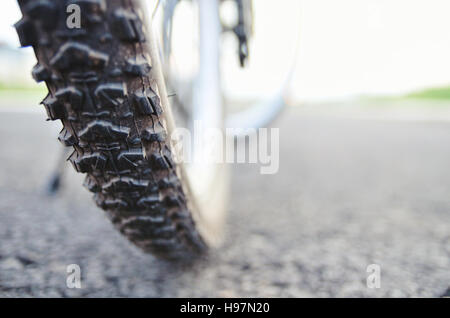 La ruota di bicicletta fotografia dalla parte posteriore Foto Stock