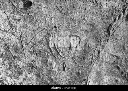 Catacomba di Senebardo, incisioni, in Palazzolo Acreide, Sicilia Foto Stock