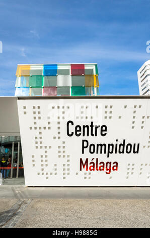 Centro Pompidou Malaga, il Centro Pompidou, il cubo, Pop up museum, Malaga, Andalusia, Spagna. Foto Stock