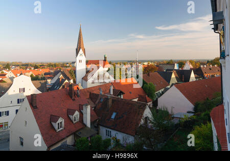 Vohburg an der Donau: Vista dal castello Vohburg al municipio (nella chiesa secolarizzata Andreaskirche), Alta Baviera, Baviera, Baviera, Bava Foto Stock