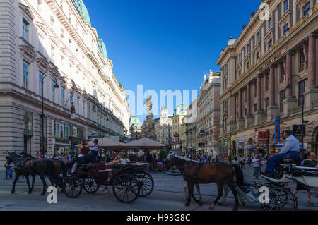 Wien, Vienna: zona pedonale Graben con Fiaker, 01., Wien, Austria Foto Stock