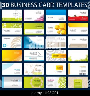 30 colorato business card modello. Illustrazione vettoriale EPS, 10 Illustrazione Vettoriale