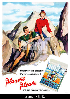 1956 British pubblicità per il giocatore che Navy sigarette Foto Stock