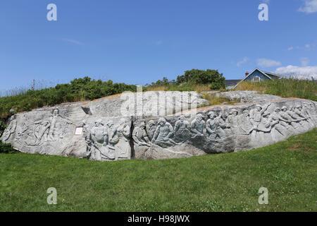 I pescatori di un monumento al Peggy's Cove in Nova Scotia, Canada. Foto Stock