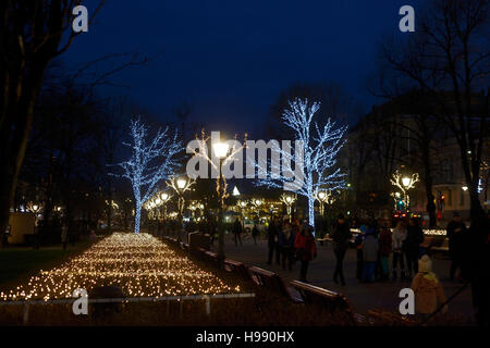 Helsinki, Finlandia. Xx Nov, 2016. Il Natale seasone inizia a Helsinki. Le luci di Natale sono accesi 20 Novembre 2016 a Helsinki in Finlandia Credito: Mikhail Olykaynen/Alamy Live News Foto Stock