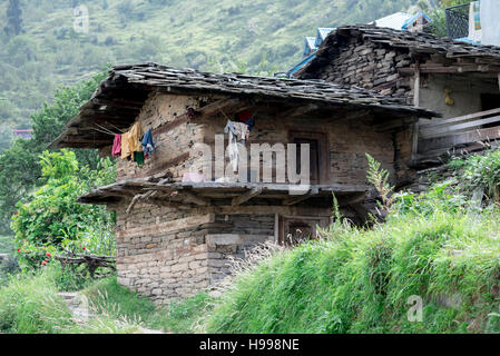 Stile tradizionale casa in Himachal. Foto Stock