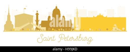 San Pietroburgo dello skyline della città golden silhouette. Illustrazione Vettoriale. Piatto semplice concetto per il turismo presentazione, banner, cartellone o web. Illustrazione Vettoriale