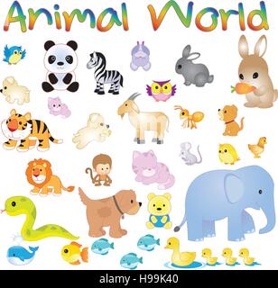 Illustrazione Vettoriale del mondo degli animali Illustrazione Vettoriale