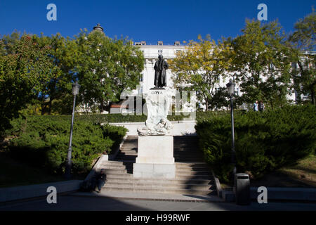 Madrid Spagna Goya statua museo El Prado Foto Stock