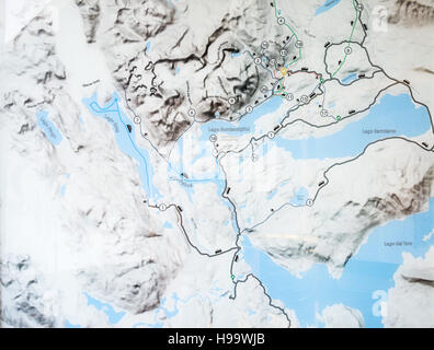 La Patagonia Cilena Trail Mappa W il circuito Foto Stock