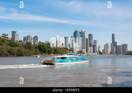 Città vista sul fiume di Brisbane da Kangaroo Point, Città di Brisbane, Brisbane, Queensland, Australia Foto Stock