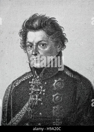 August Wilhelm Antonius Graf Neidhardt von Gneisenau, 27 Ottobre 1760 - 23 agosto 1831, è stato prussiano maresciallo di campo, illustrazione storico Foto Stock