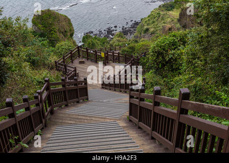 JEJU ISLAND - Ottobre 25, 2016: lunghe scalinate giù per la collina,Jeju Island, la Corea del Sud. Foto Stock