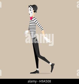 Un Mime eseguendo una pantomima chiamato a piedi di scorrimento Illustrazione Vettoriale