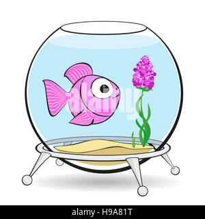 Pesce rosa nel globo di vetro Foto Stock