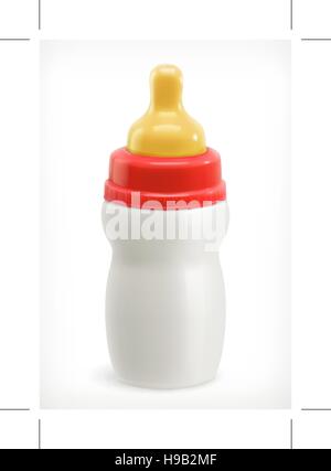 Bottiglie con succhietto, icona del vettore Illustrazione Vettoriale