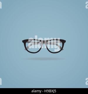 Icona del piatto. Grigio scuro hipster occhiali con stanghette. Illustrazione Vettoriale