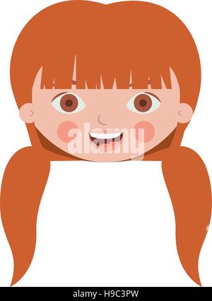 Faccia anteriore ragazza dolce con pig-tail illustrazione vettoriale Illustrazione Vettoriale