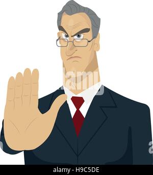 Adirato contro boss e parte del segnale di arresto Illustrazione Vettoriale