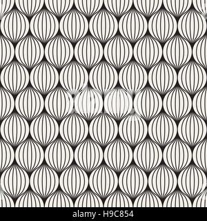 Vector Seamless le strisce bianche e nere in cerchi Pattern Illustrazione Vettoriale