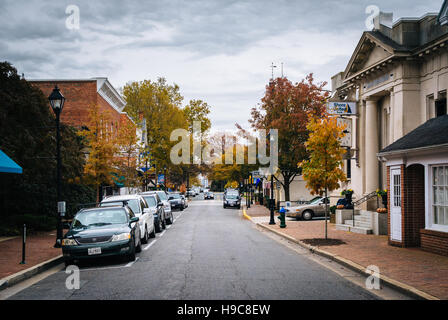 Colore di autunno lungo Dover Street a Easton, Maryland. Foto Stock