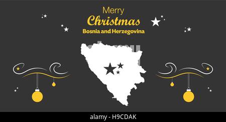 Buon Natale illustrazione con tema mappa di Bosnia ed Erzegovina Illustrazione Vettoriale