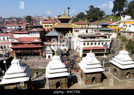 Vista generale del tempio di Pashupatinath, Kathmandu, Nepal Foto Stock